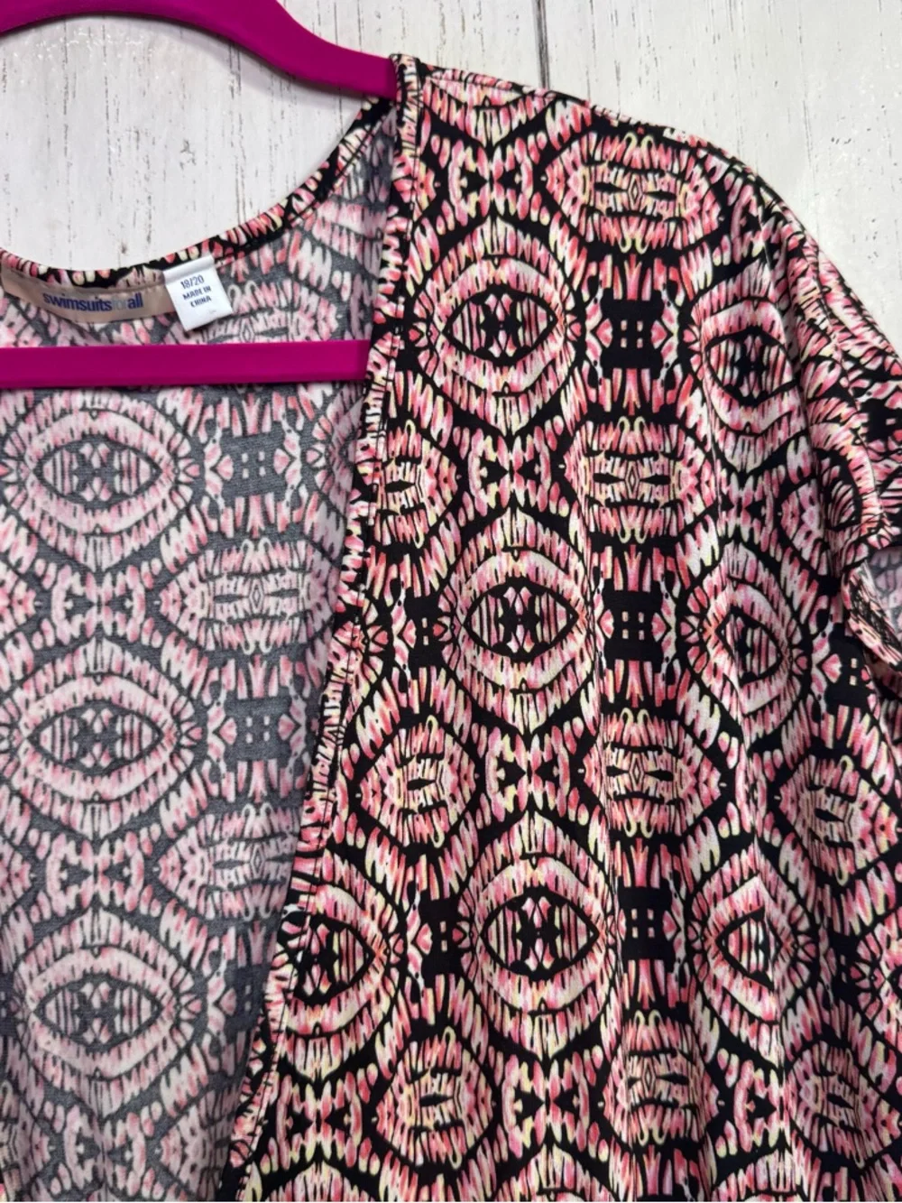 Swimsuits For All Pink Black Geometric Maxi Cover Up Dress Resort Tropical 18